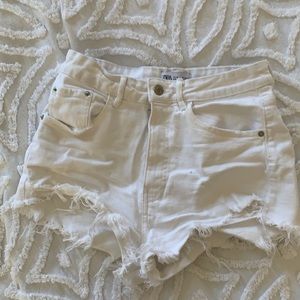 Zara Hugh waisted white jean shorts